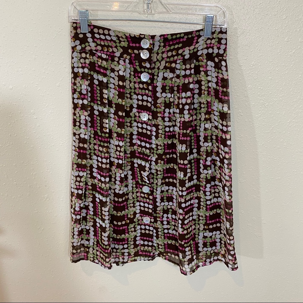 Boho Feminine Button Down Midi Skirt Top Feminine Flowy Fall colors Polka Dot - Picture 3 of 9